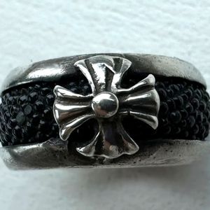 Designer 926 Sterling Silver & Stingray leather size 7 ring